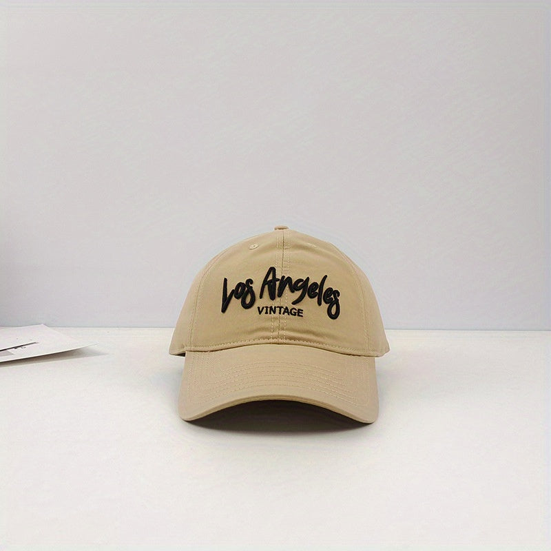 LA Embroidery Baseball Cap Vintage Solid Cotton Dad Hat Unisex