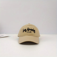 LA Embroidery Baseball Cap Vintage Solid Cotton Dad Hat Unisex