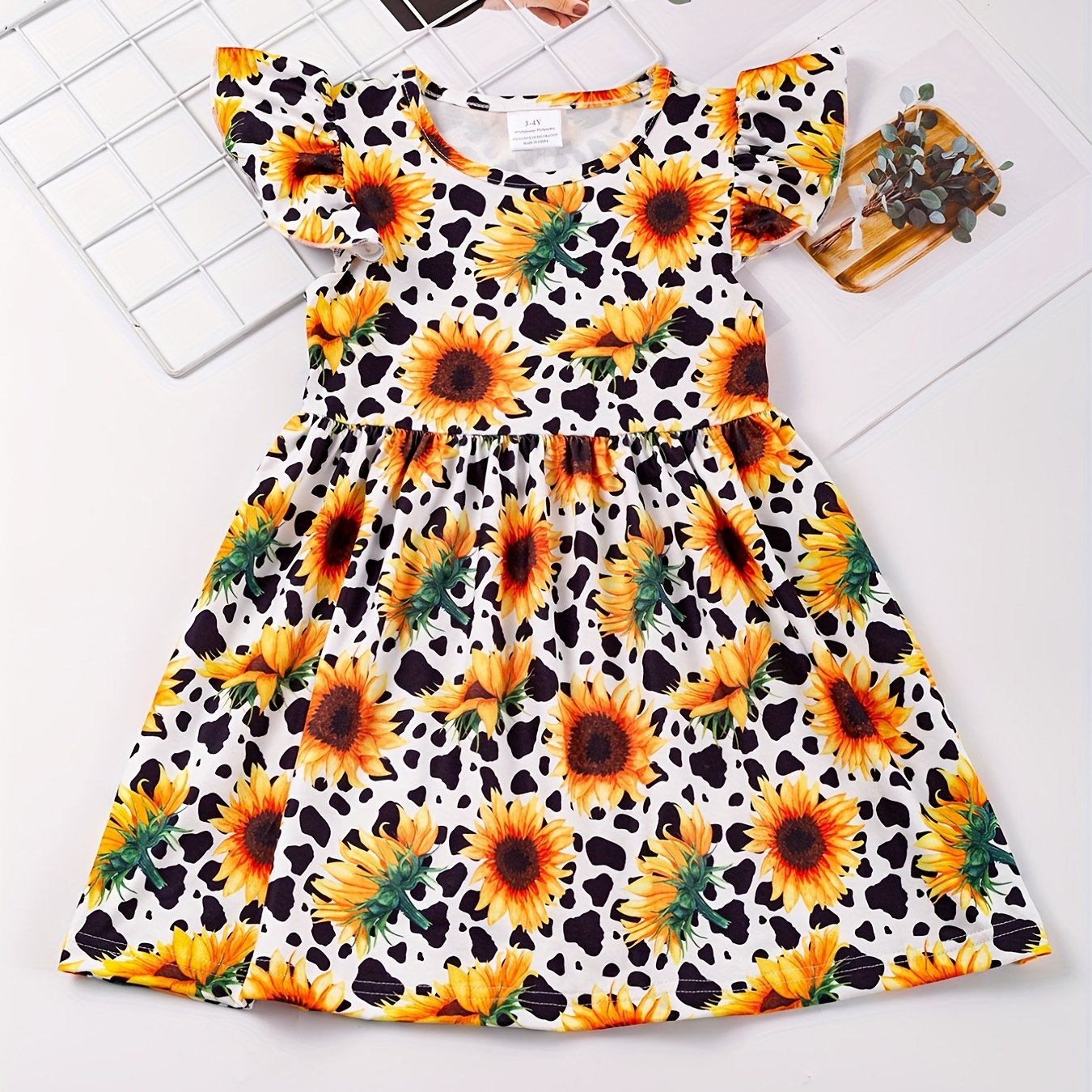 Toddler Girls Sunflower Princess Dress For Party