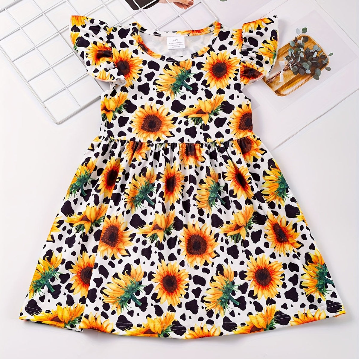 Toddler Girls Sunflower Princess Dress For Party