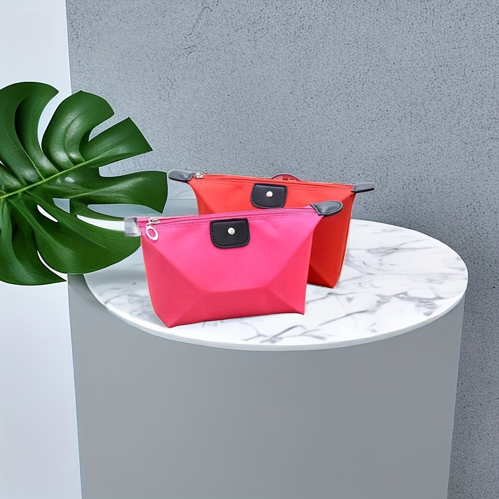 2pcs Dumpling Shaped Makeup Bag Portable Cosmetic Bag Random Color