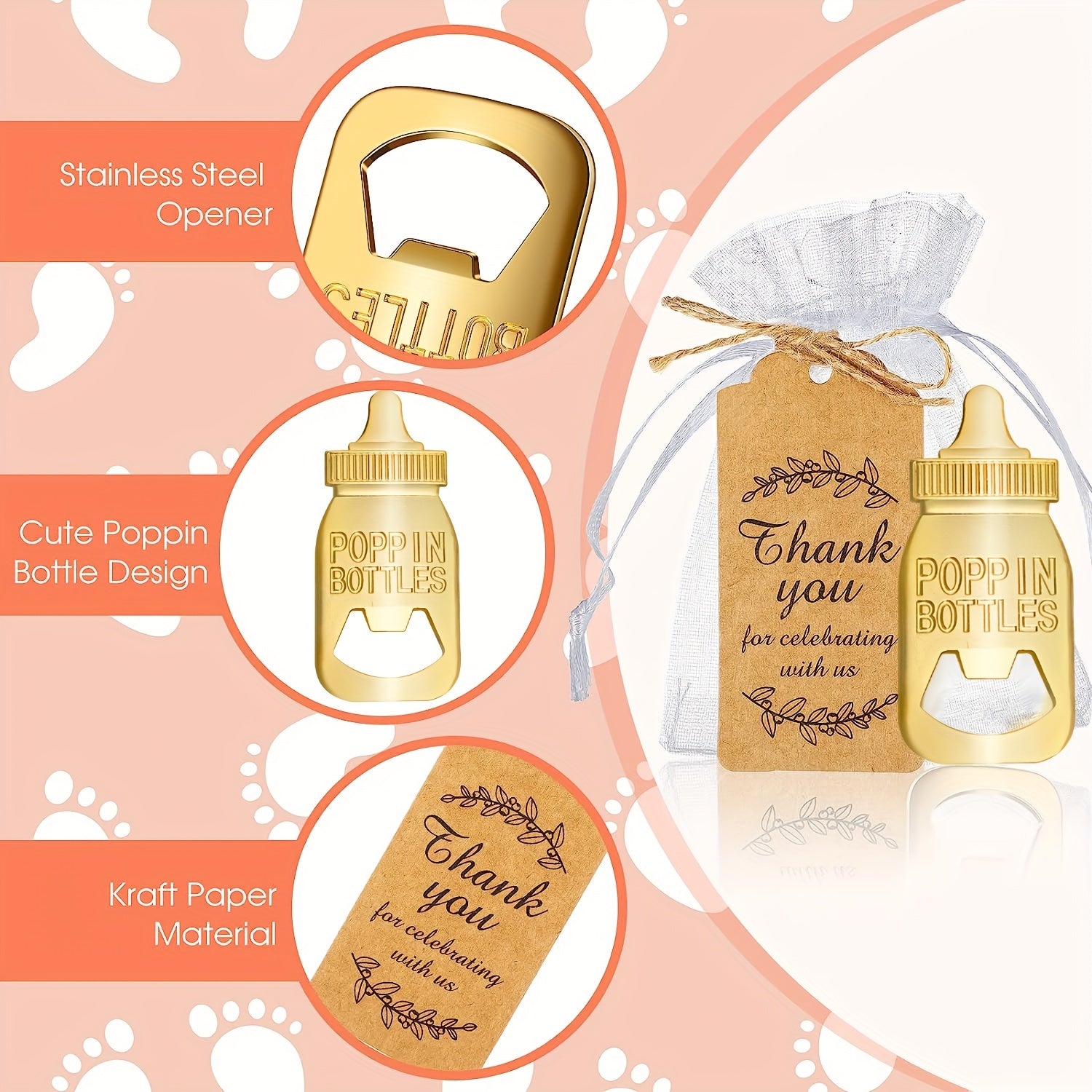 10pcs Retro Bottle Openers Baby Shower Favors For Guests