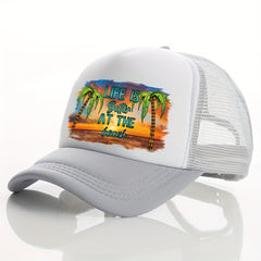 Summer Multicolor Hat Sunset Beach Print Hat For Men Men's Peaked Cap