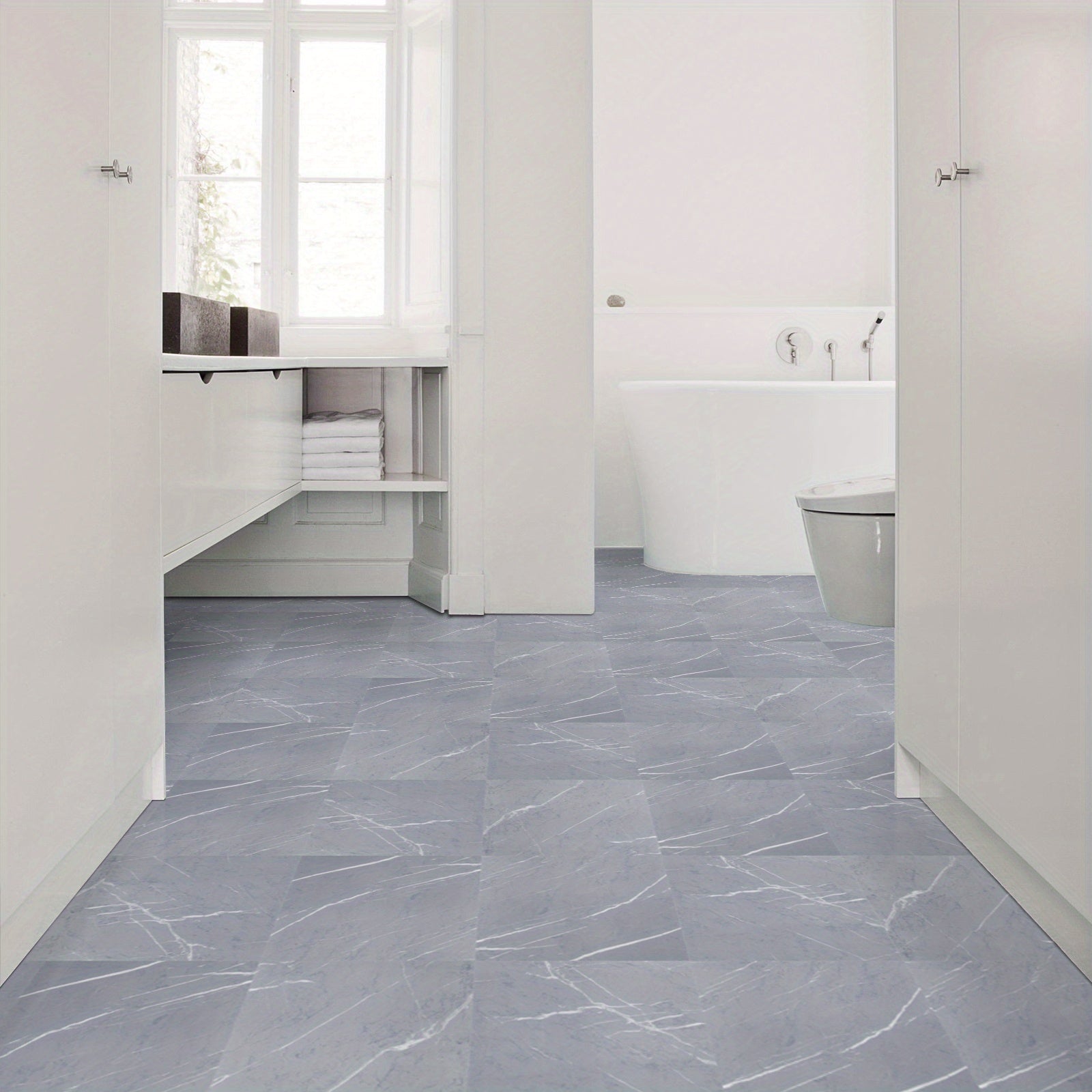 10pcs Peel & Stick Waterproof Floor Tiles for Kitchen Bathroom Living Room