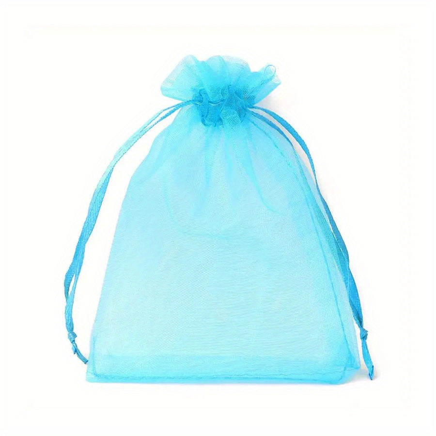 10pcs Organza Bags Drawstring Gift Bags Transparent Jewelry Holiday Party Bags