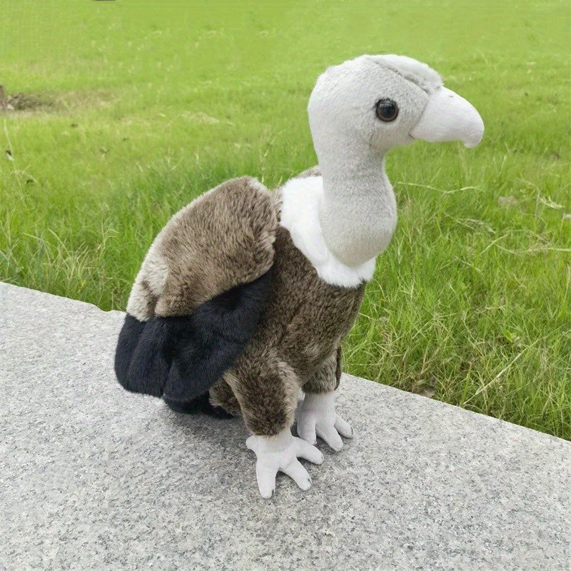 Realistic Vulture Plush Toy Durable Soft Grey Stuffed Animal
