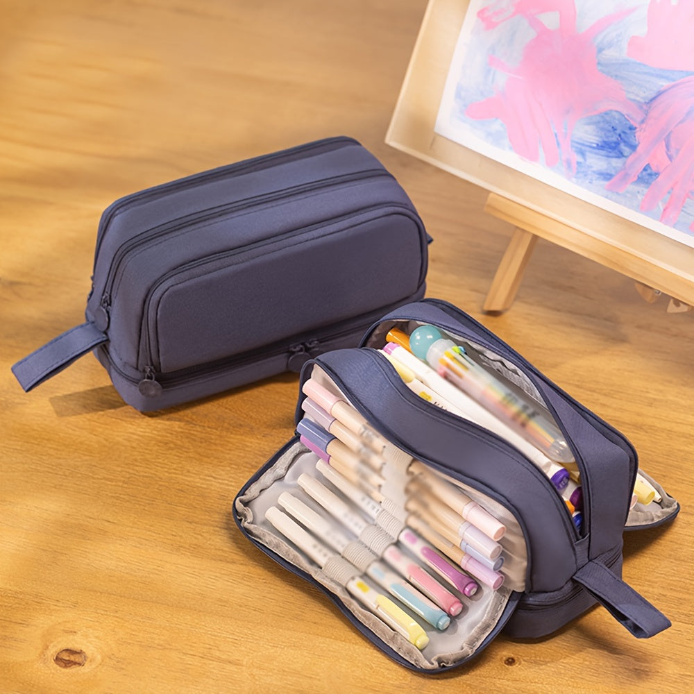 Double Layer Double Window Large Capacity Pencil Case