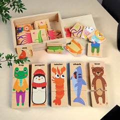 Wooden Animal Recognition Puzzle with 16 Animals