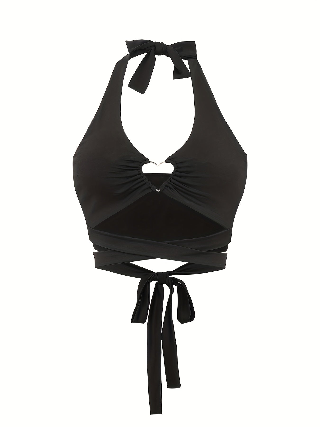 Y2K Sexy Backless Halter Top Heart Ring Linked Lace Up Halter Top
