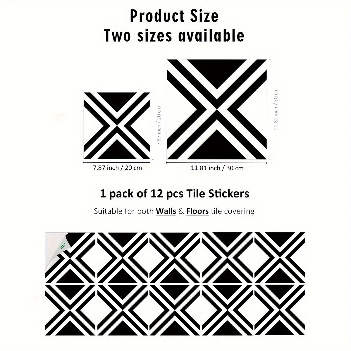 12pcs Moroccan Style Polygon Floor Tile Stickers