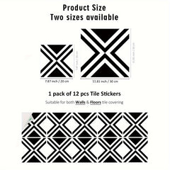 12pcs Moroccan Style Polygon Floor Tile Stickers