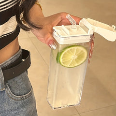 Creative Flat Water Bottle Portable Sport Bottle with Straw