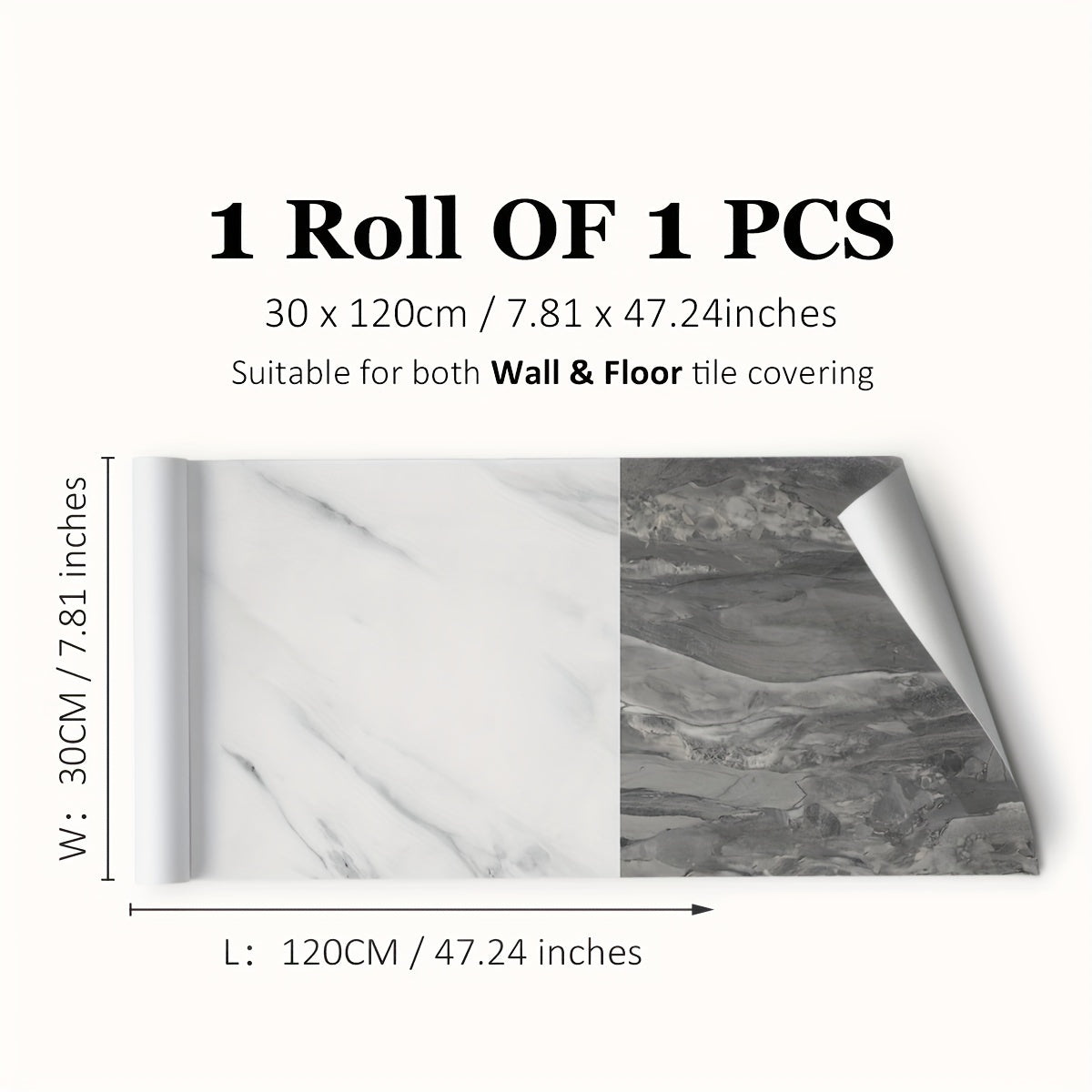 Marble Grid Pattern Tile Sticker Waterproof Floor