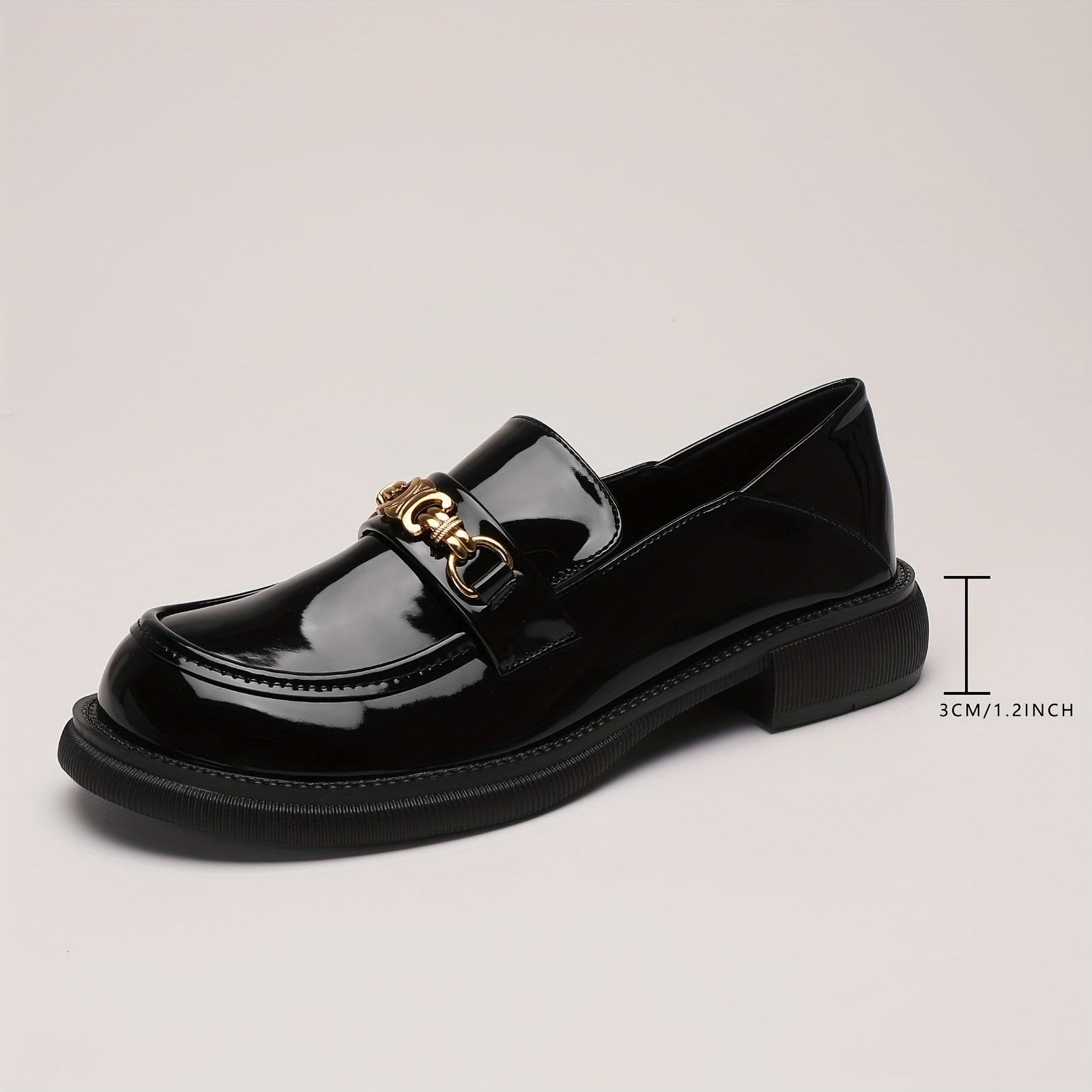 Women's Metallic Chunky Heel Loafers Work Shoes