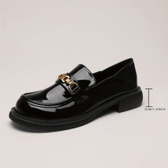 Women's Metallic Chunky Heel Loafers Work Shoes