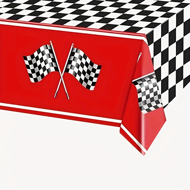 Racing Car Tablecloth & Plaid Rectangular Road Racetrack Tablecloth