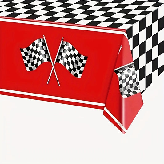 Racing Car Tablecloth & Plaid Rectangular Road Racetrack Tablecloth