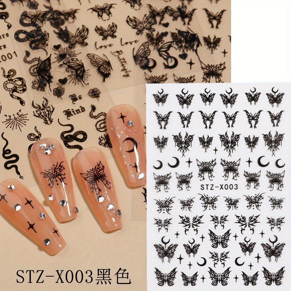 Butterfly Snake Nail Art Stickers Self Adhesive Nail Decoration