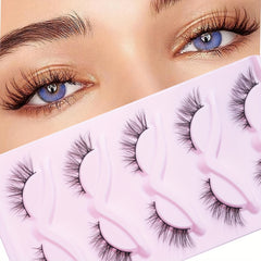 5 Pairs Fishtail Look False Eyelashes 15mm Volumized Cross Strip Lashes