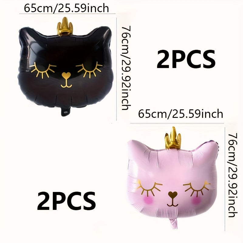 2pcs Crown Cat Balloons Pet Birthday Party Decorations