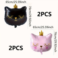 2pcs Crown Cat Balloons Pet Birthday Party Decorations