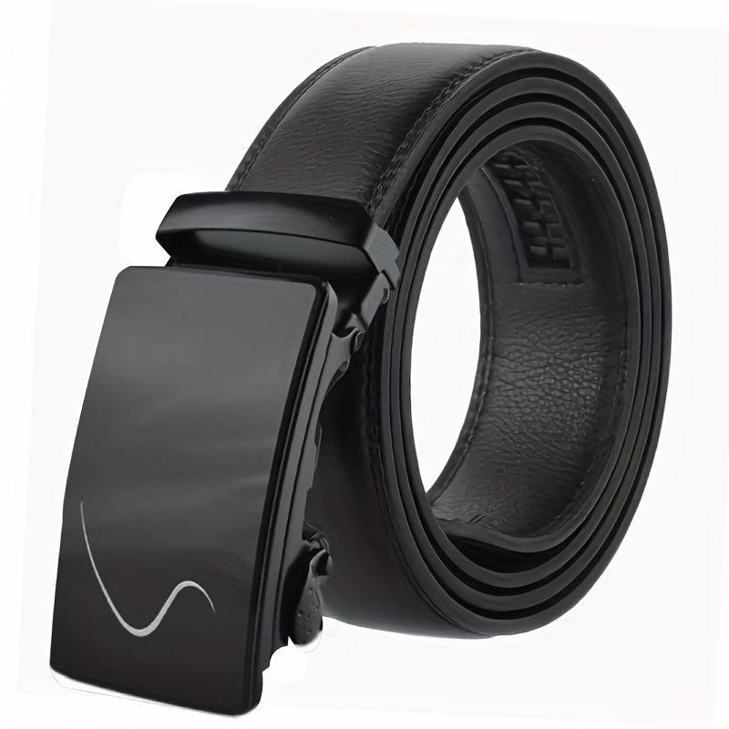 Men's Automatic Buckle Belt PU Leather Business Waist Strap