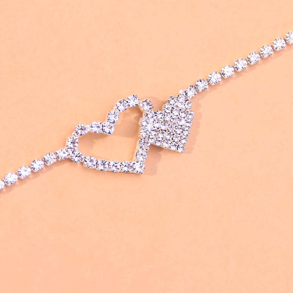 Summer Rhinestone Heart Anklet Adjustable Ankle Bracelet