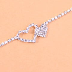Summer Rhinestone Heart Anklet Adjustable Ankle Bracelet