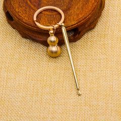 Portable Brass Ear Pick Keychain with Gourd Pendant