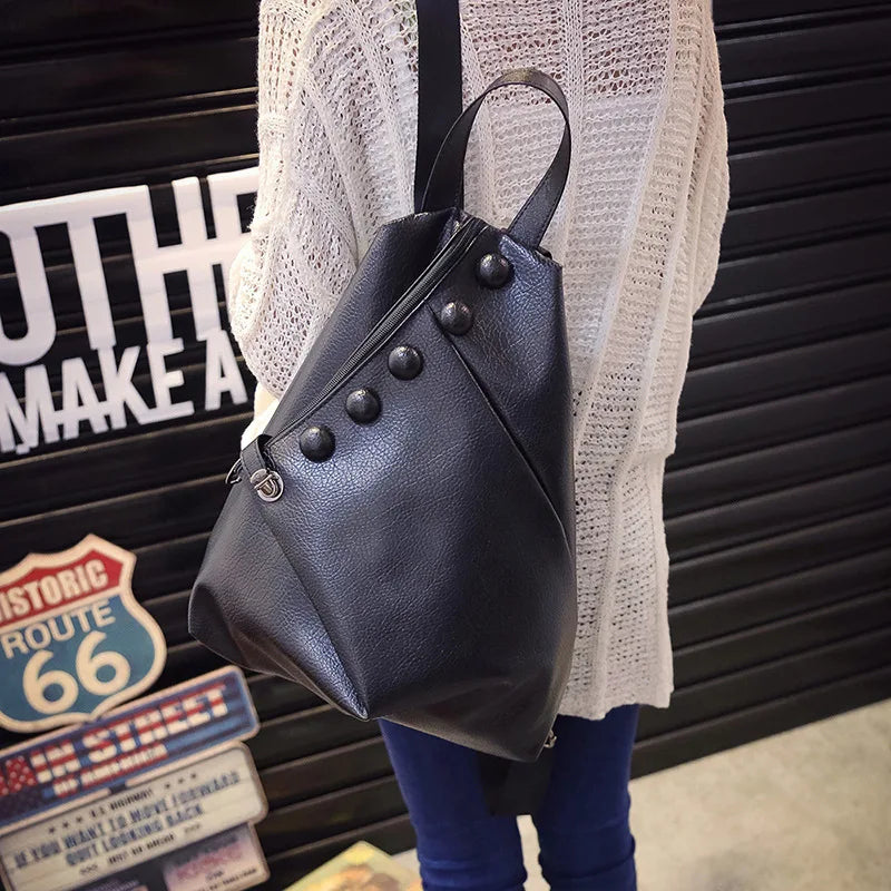Women PU Leather Backpack with Multiple Pockets
