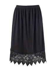 Solid Skirt Lace Stitching Scallop Trim Petticoat