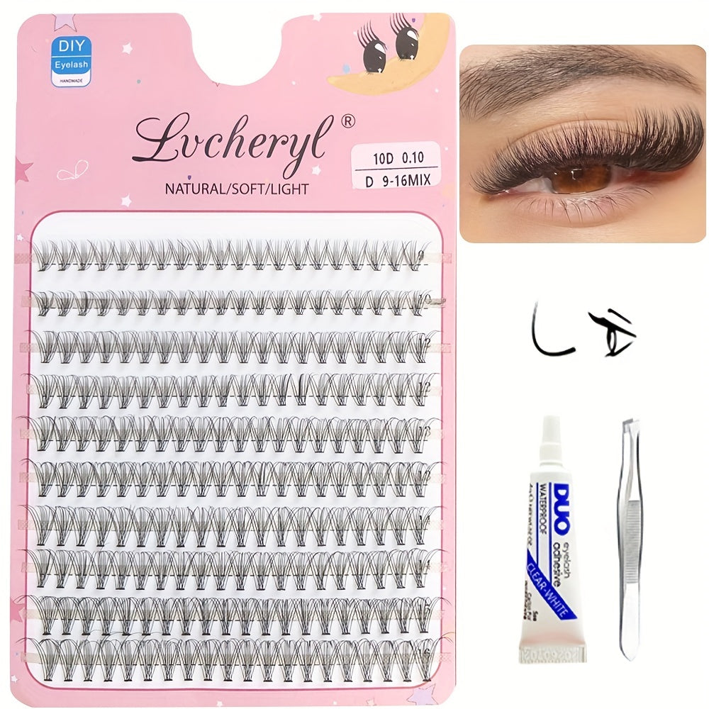 200pcs D Curling Cluster Eyelash Set 9-16mm with Tools