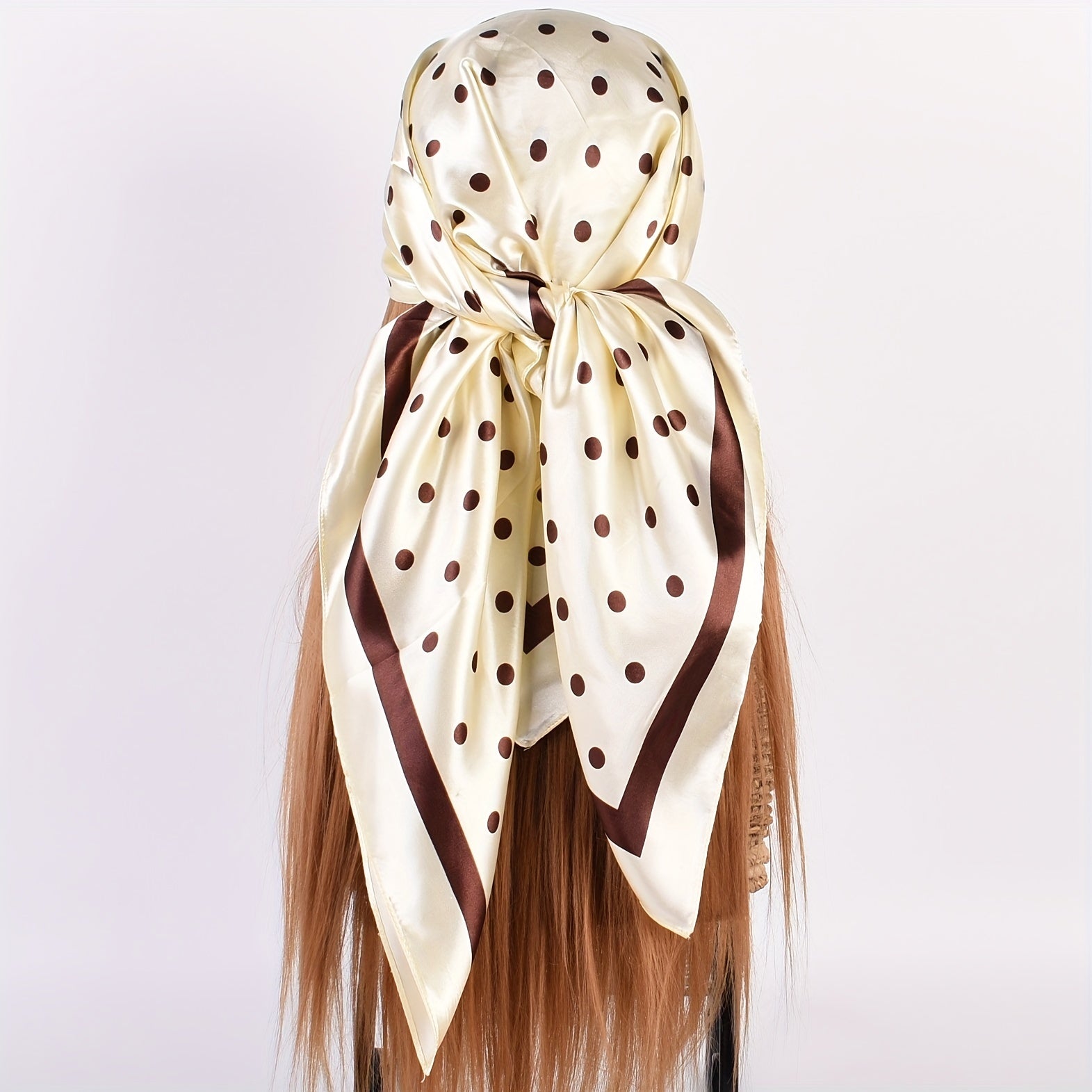 Polka Dot Print Square Scarf Satin Kerchief Large Shawl Silk Head Wrap