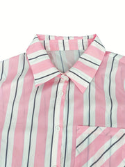  Women's Striped Long Sleeve Shirt Dress