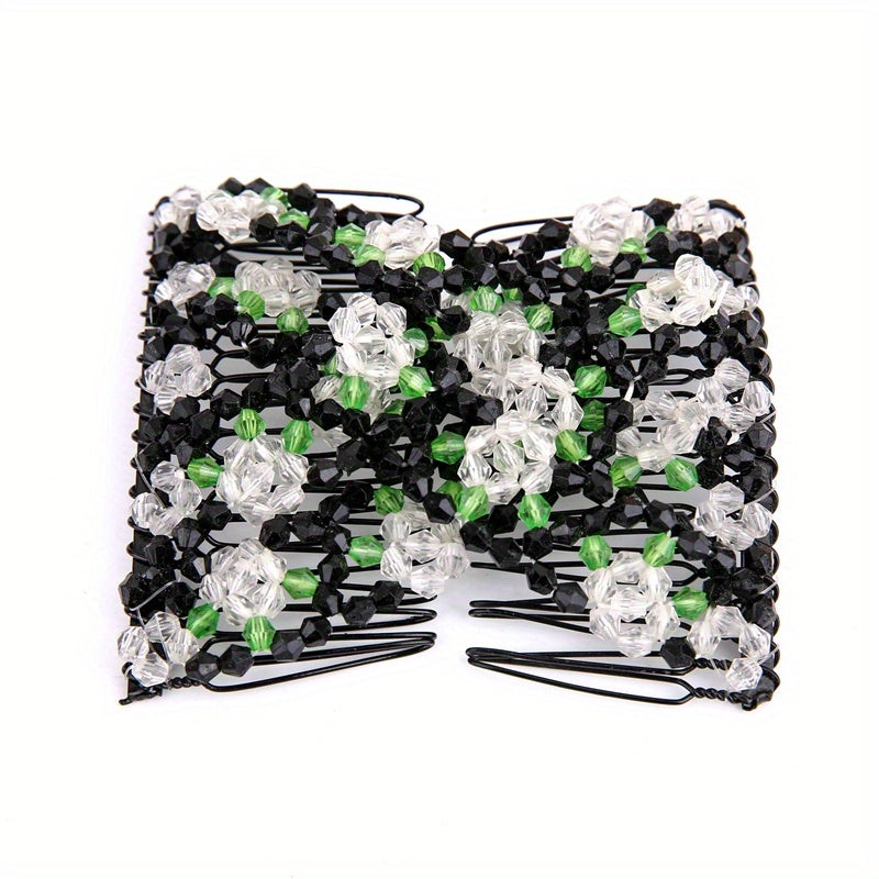 Crystal Beaded Hair Comb For Side Hair Rose Hair Pin Women Hair Comb Pin