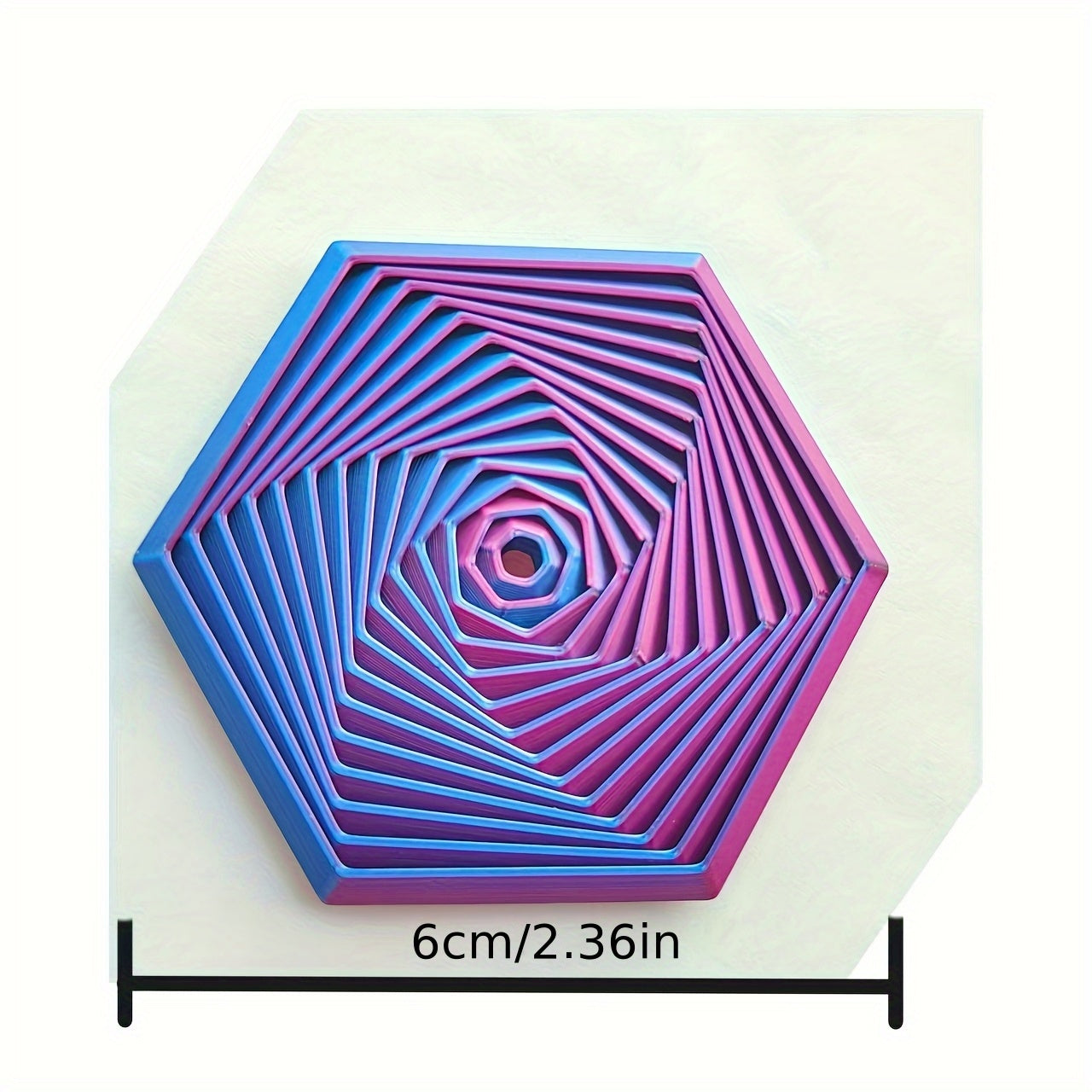 Hexagon Spiral Tower Illusion 3D Puzzle - Red Gradient Optic Illusion