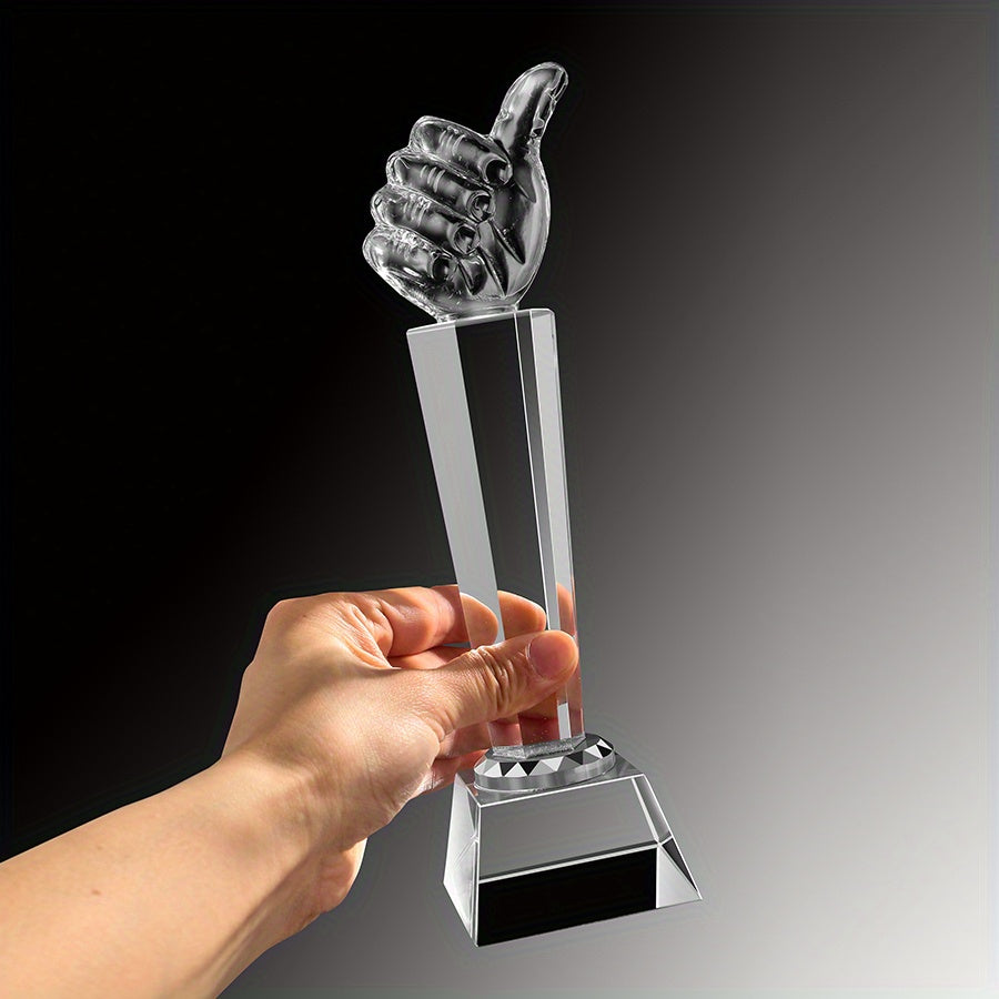 Crystal Glass Thumbs Trophy for Employee Appreciation and Sports Awards