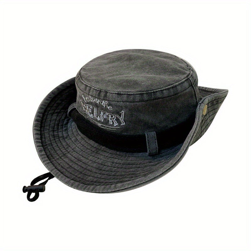 Vintage Embroidery Bucket Hat Distressed Western Cowboy Boonie Hats Men Women