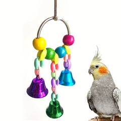 Colorful Beads Bell String Toy for Parrots Interactive Chain Toy