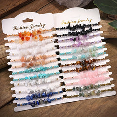 Colorful Crushed Stone Beads Braided Yoga Bracelet