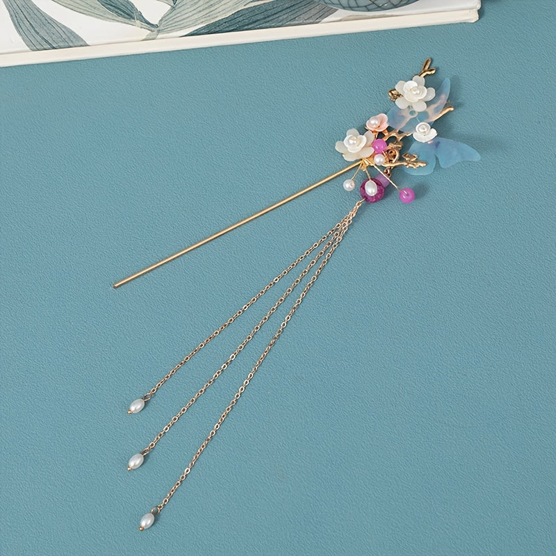 Vintage Flower Hair Comb Faux Pearl Hair Pin