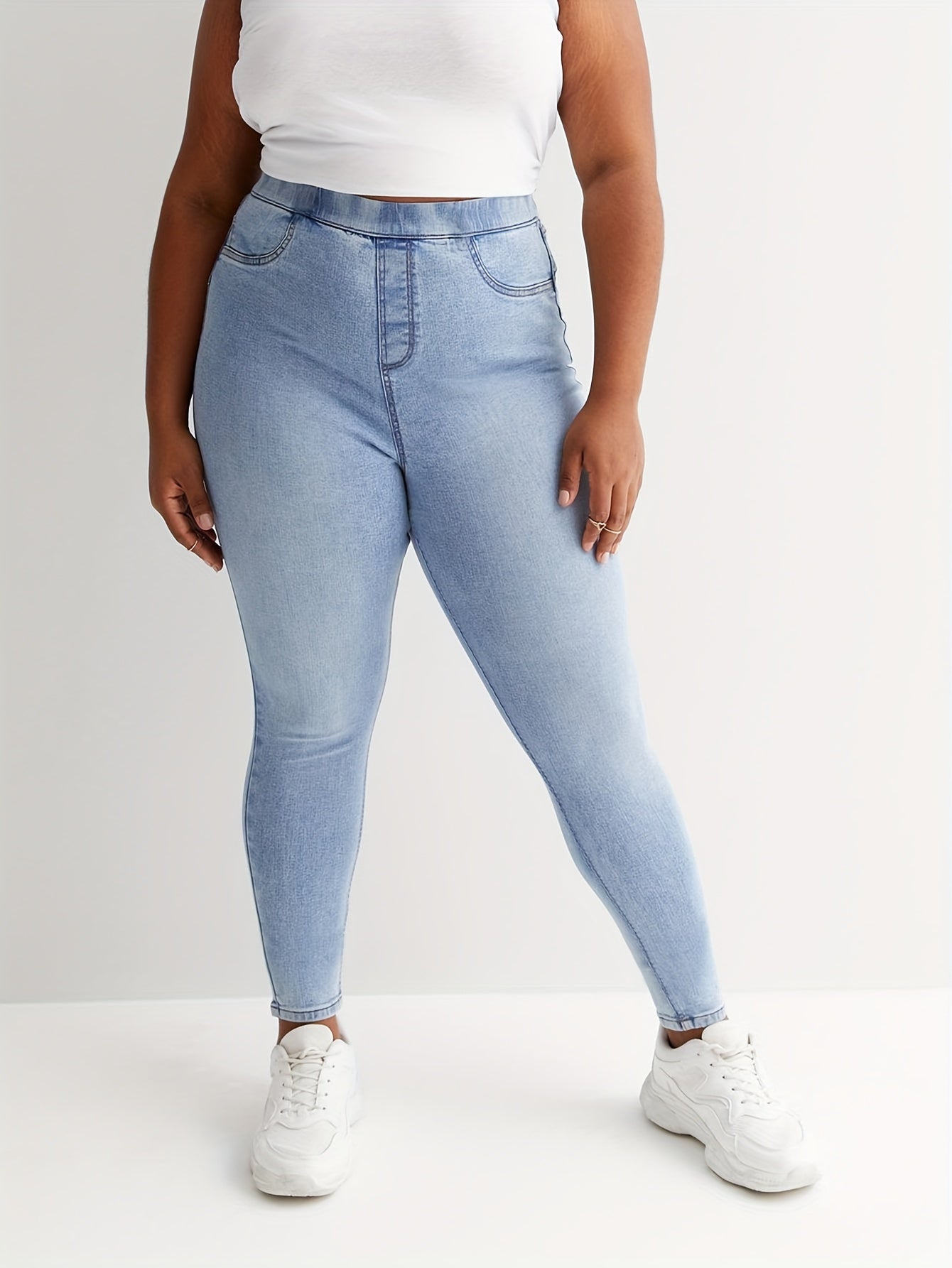  Elastic Waisted High Stretch Denim Pants