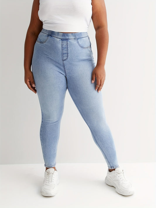  Elastic Waisted High Stretch Denim Pants