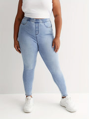  Elastic Waisted High Stretch Denim Pants
