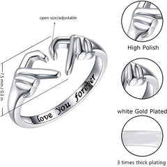 Adjustable Silvery Heart Ring 18K Plated Love Jewelry for Women Teens
