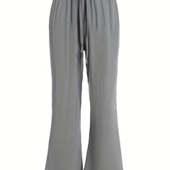 Drawstring Split Pants Casual Elastic Waist Long Solid Pants