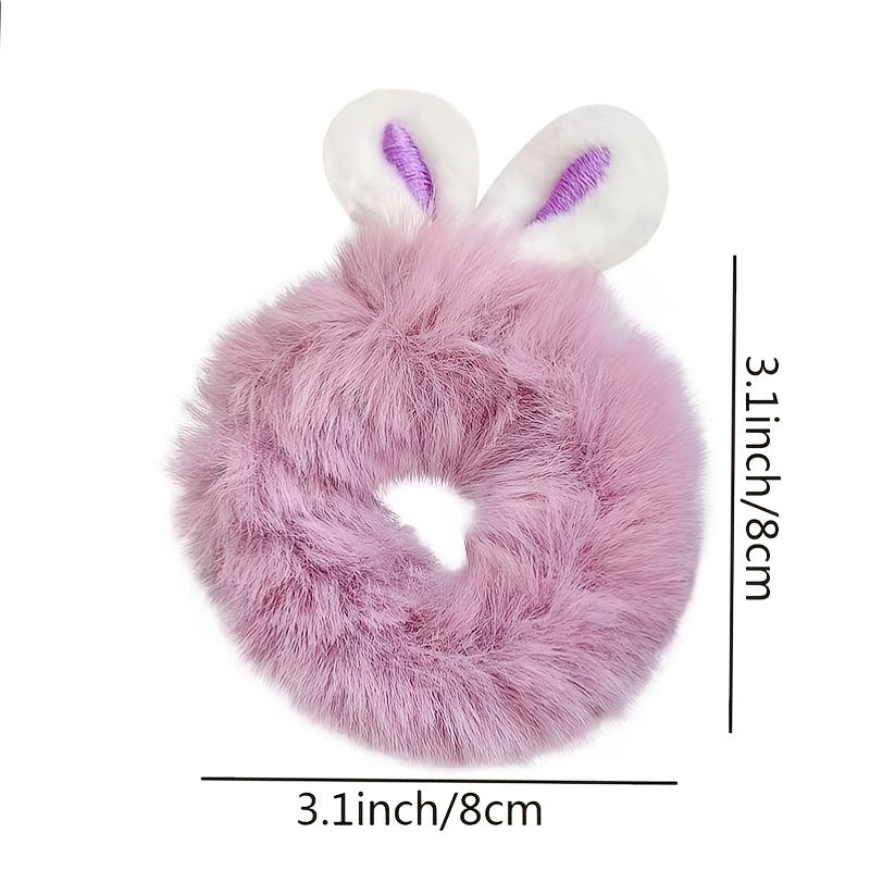 10pcs Plush Rabbit Ear Hair Ropes Random
