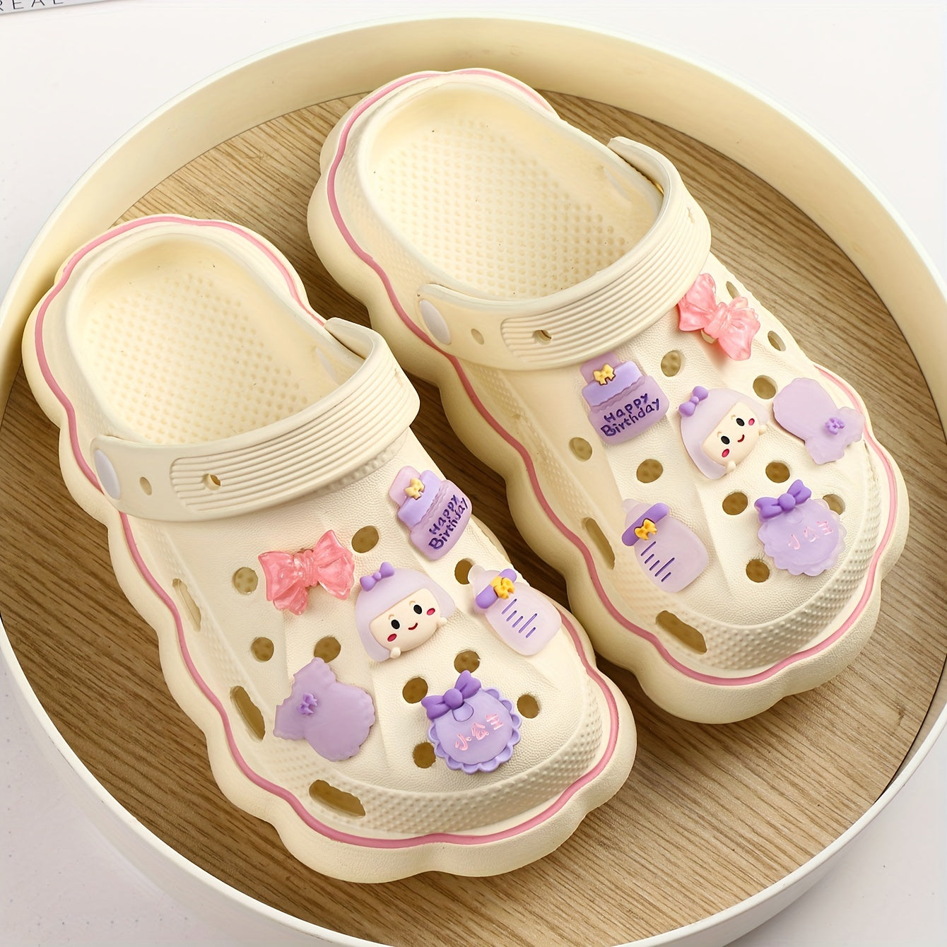 12pcs Purple Princess Bow Shoe Flowers For Crocs Shoes