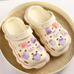 12pcs Purple Princess Bow Shoe Flowers For Crocs Shoes