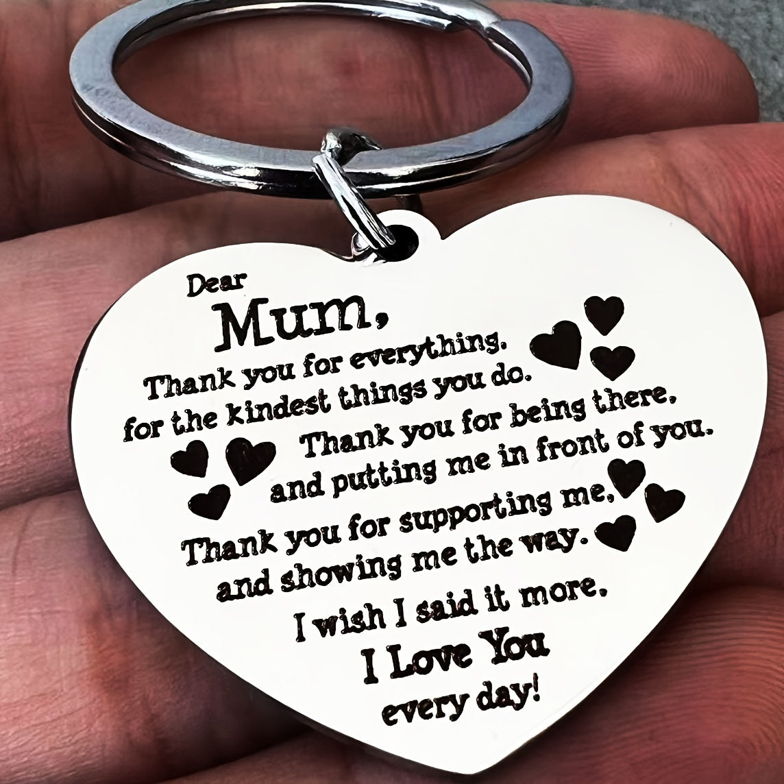 Heart-Shaped Stainless Steel Key Chain for Mom - Thanksgiving Gift